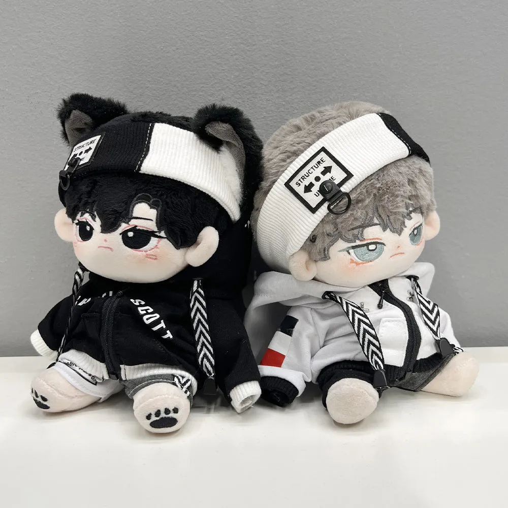 niannyyhouse 10cm 15cm 20cm Doll Clothes Loose Black and White Suit Headwear Hoodie Pants Glasses Shoes Plush Doll Dressup