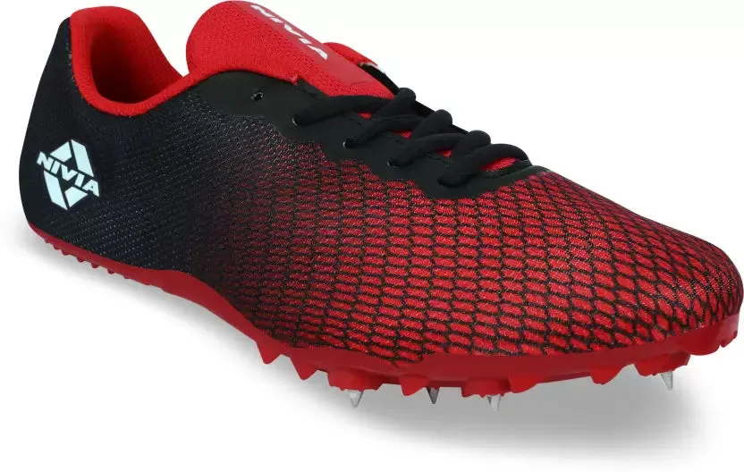 Nivia Stride 2.0 Spike Running Shoes For Men  (Red/Black)