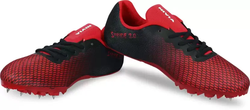 Nivia Stride 2.0 Spike Running Shoes For Men  (Red/Black)