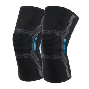 Nylon Sports Protective Gear Four-Way Stretch Knit Knee Pads, Size: XL(Black Blue)