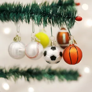 Old World Christmas 6 Assorted Mini Sport Balls Ornament