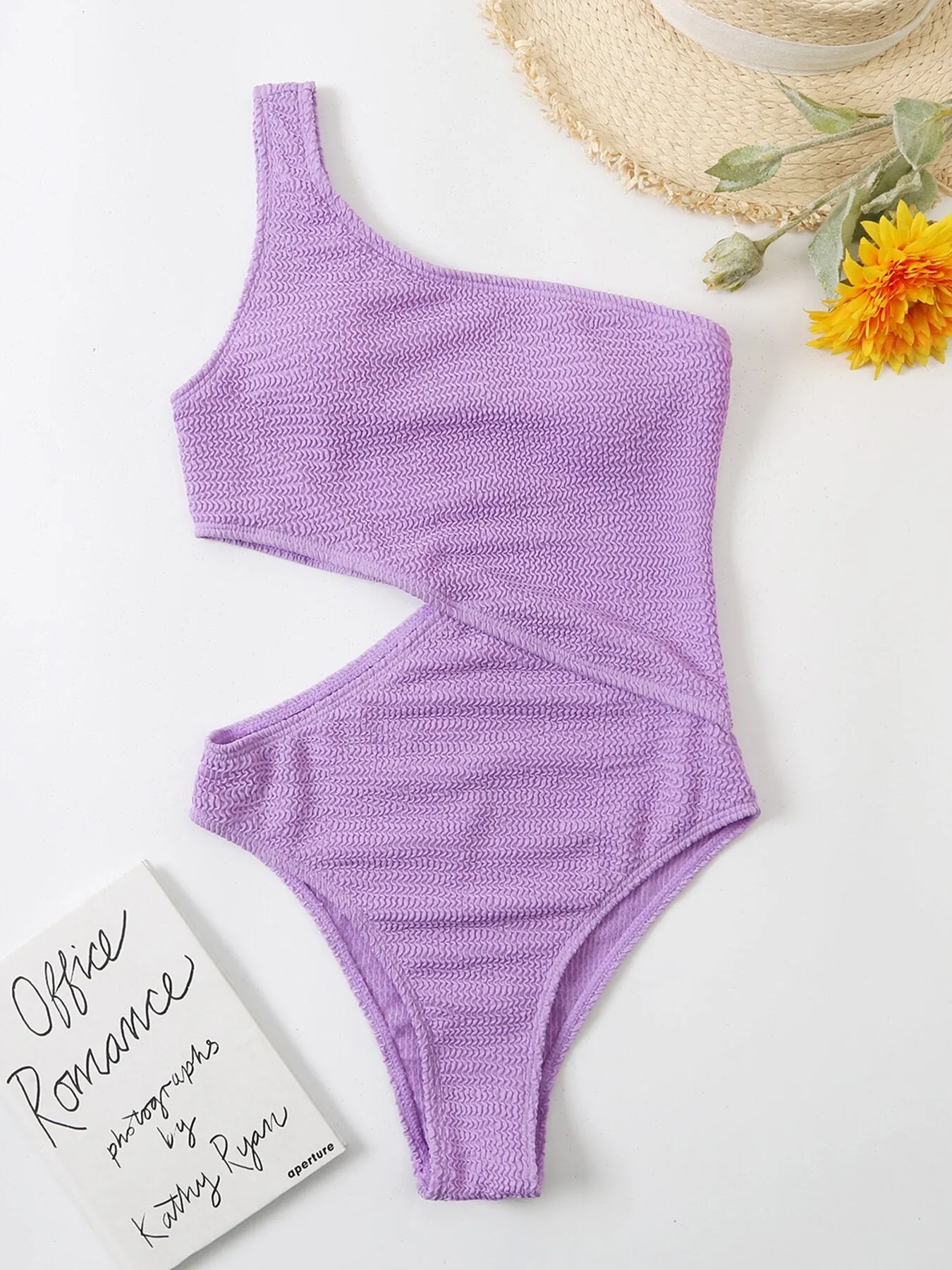 One Shoulder Ribbed Monokini Swimsuit