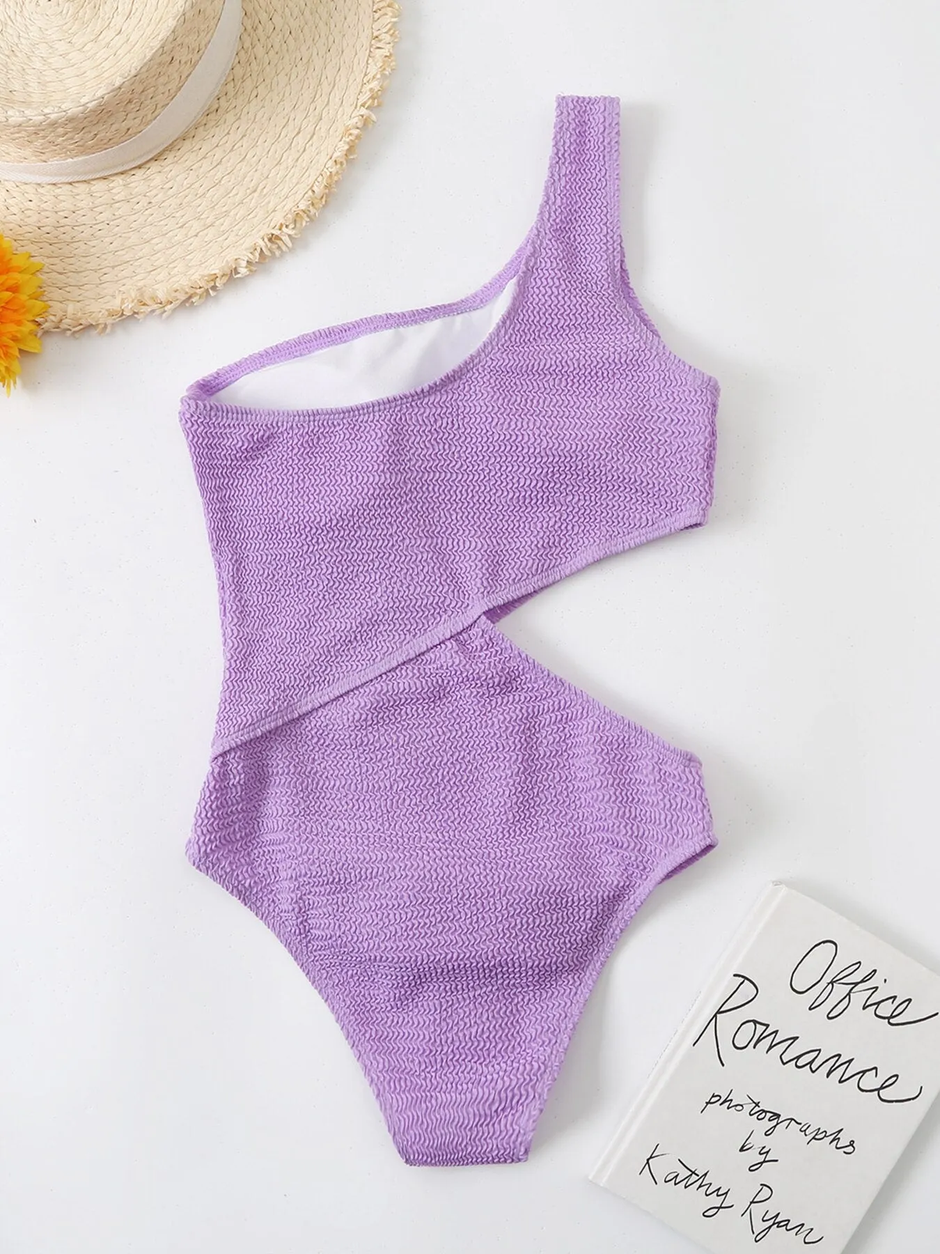 One Shoulder Ribbed Monokini Swimsuit