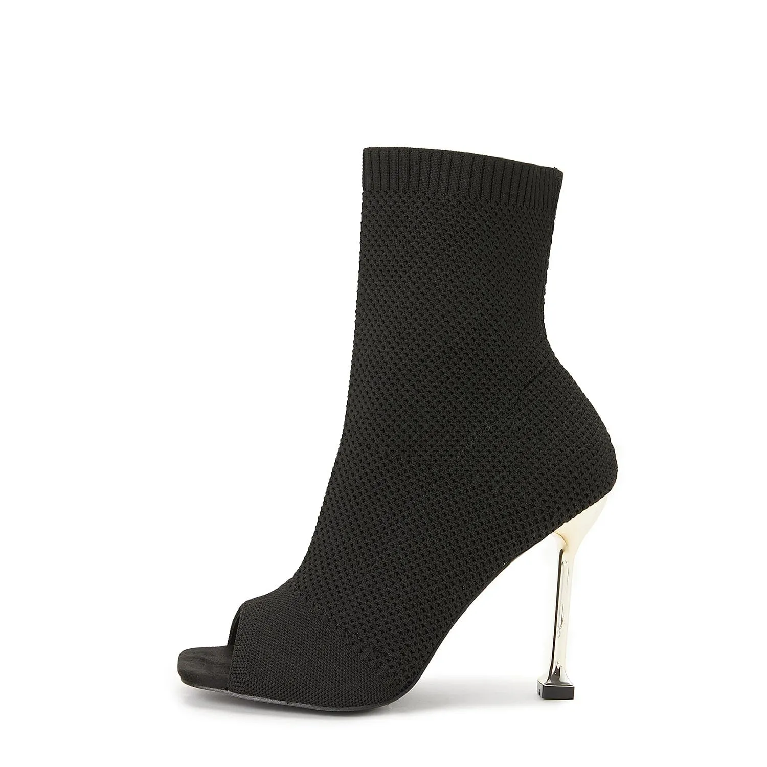 Peep Toe Stiletto Heeled Sock Boots