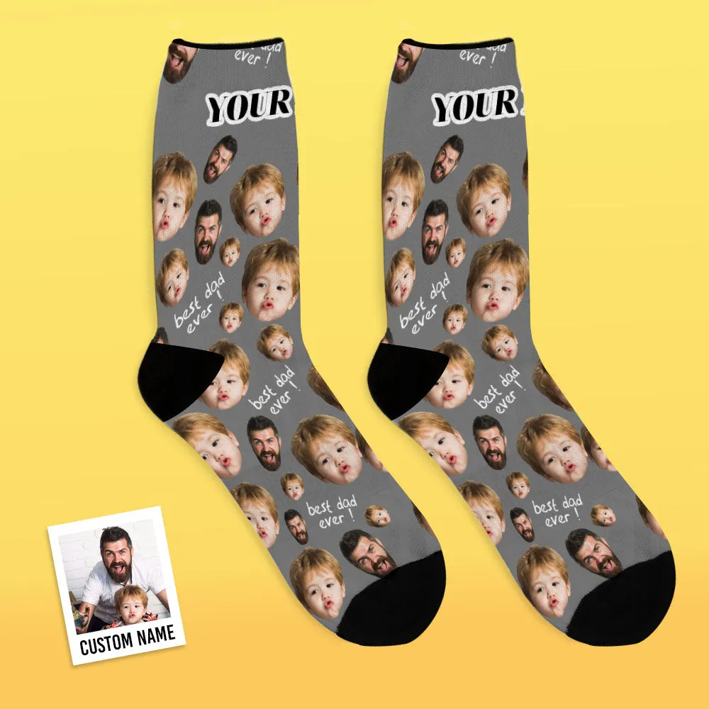 Personalized Custom Photo Face Best Dad Ever Socks