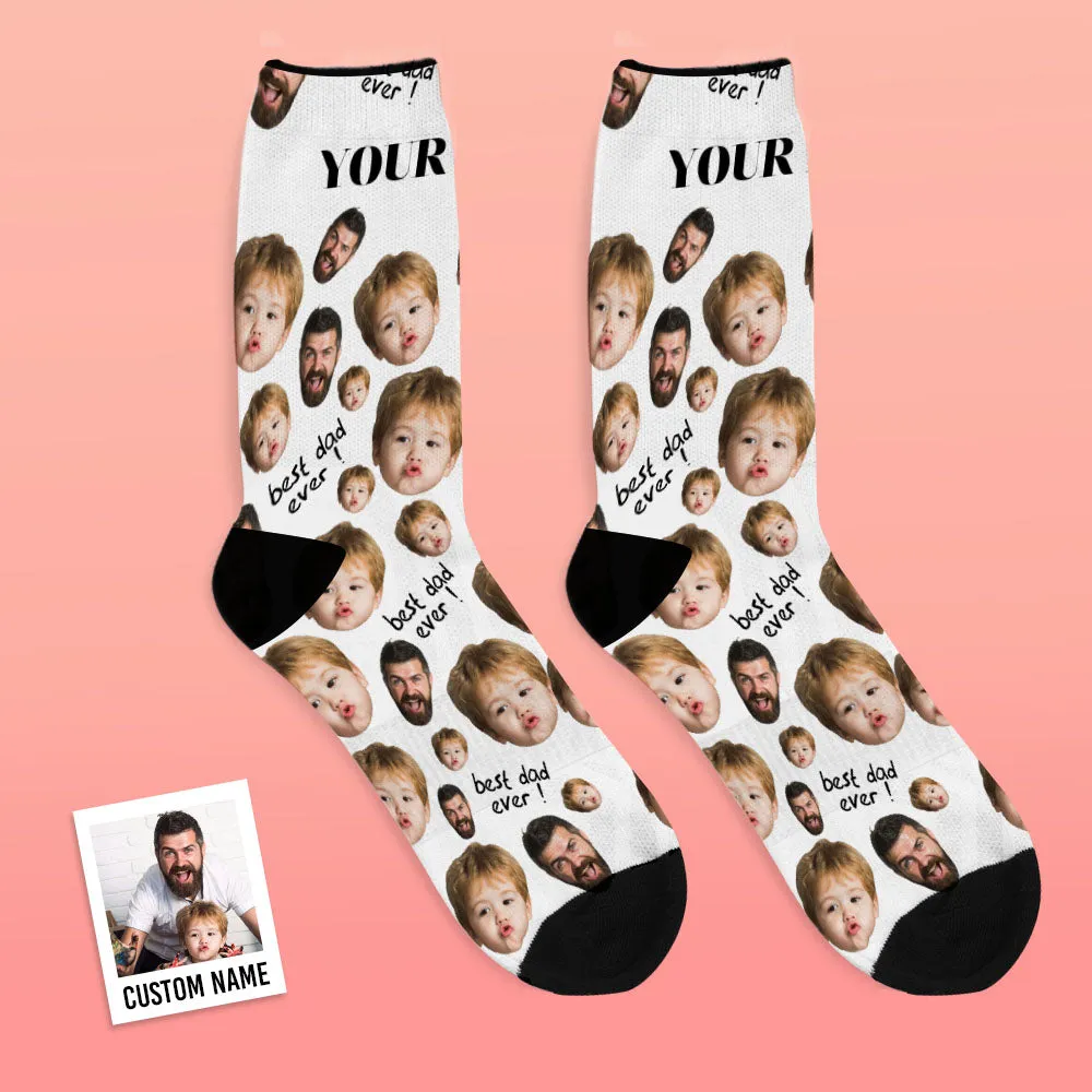 Personalized Custom Photo Face Best Dad Ever Socks