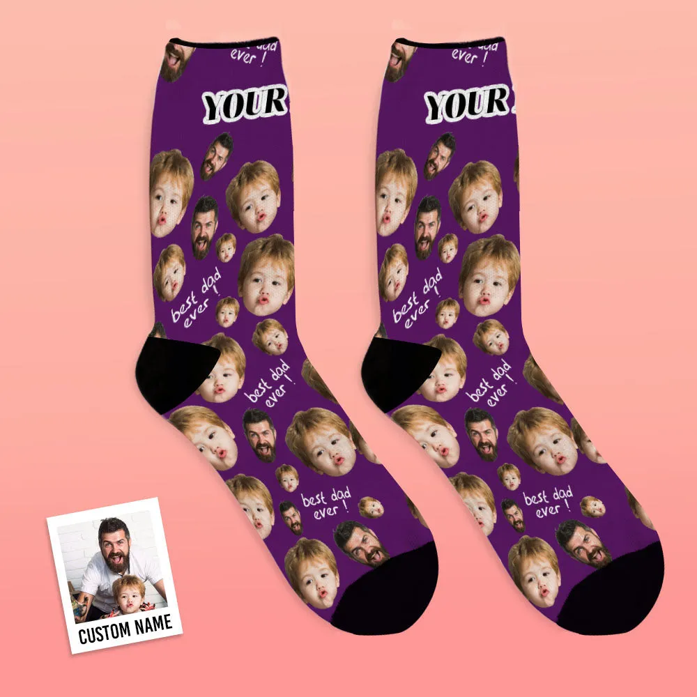 Personalized Custom Photo Face Best Dad Ever Socks