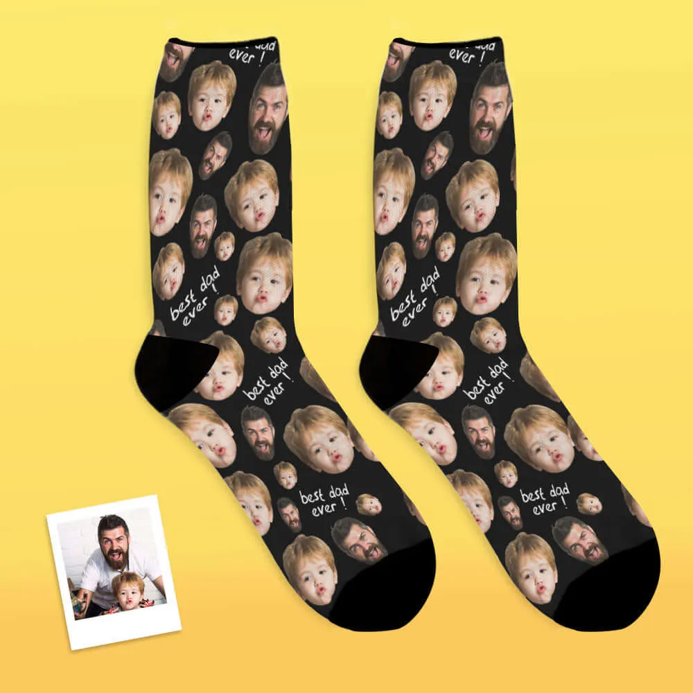 Personalized Custom Photo Face Best Dad Ever Socks