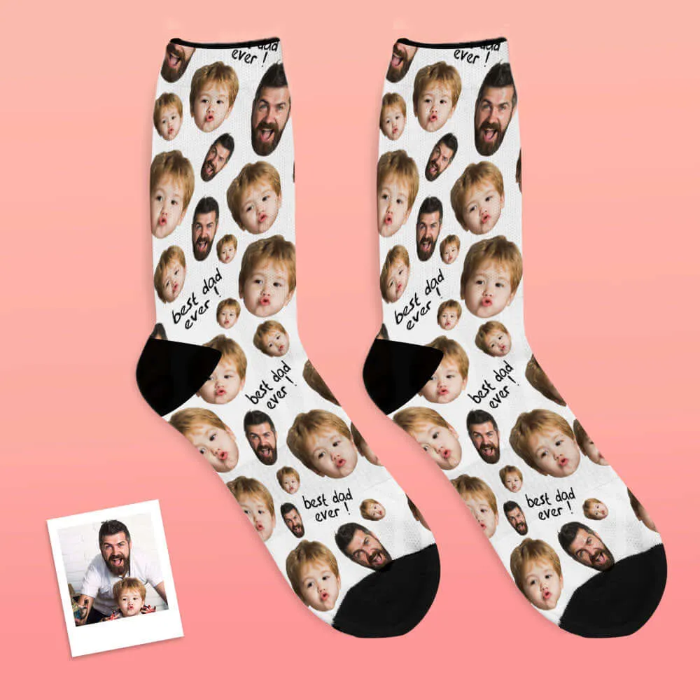 Personalized Custom Photo Face Best Dad Ever Socks