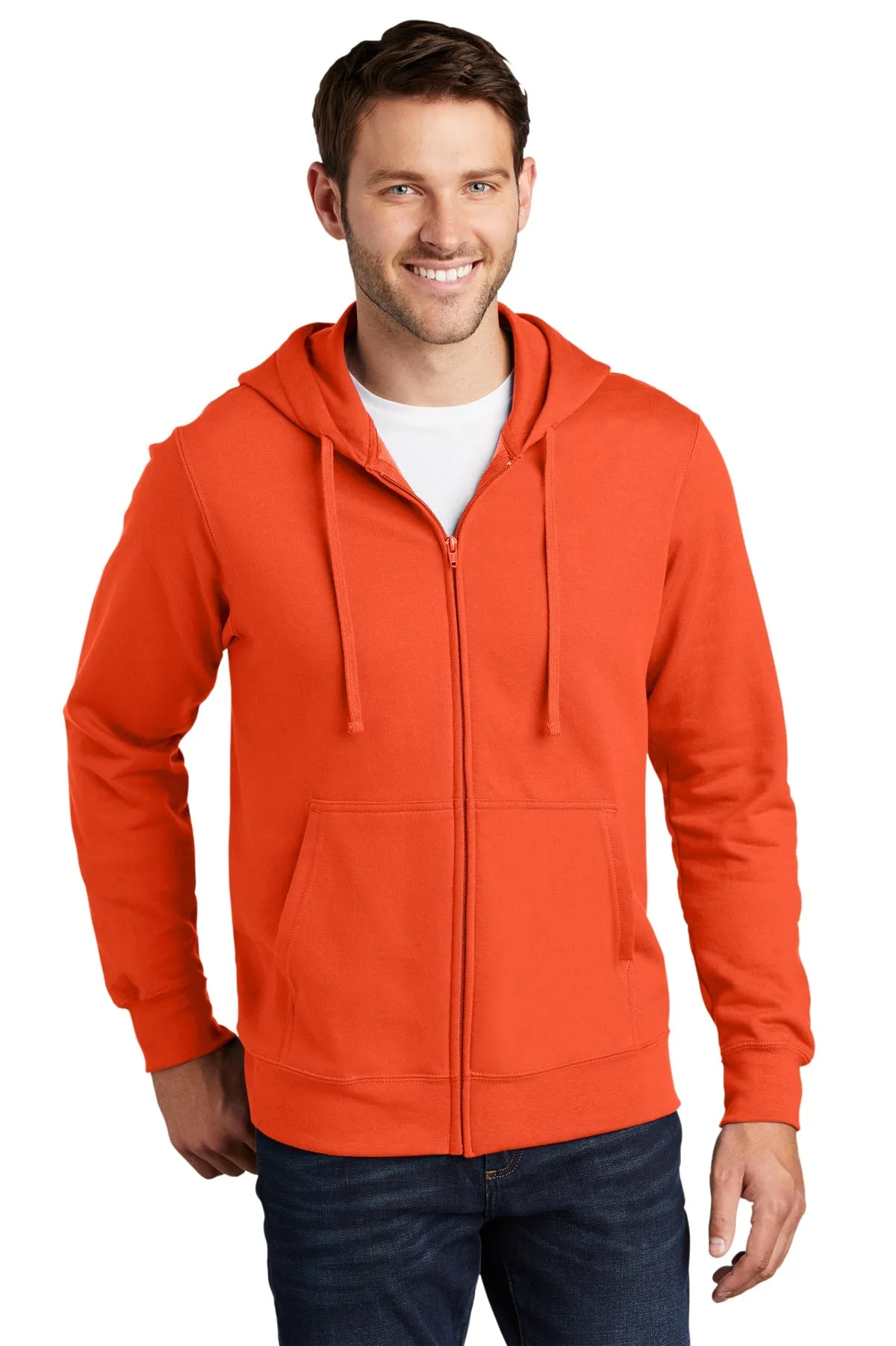 Port & Company Fan Favorite Fleece Branded Zip Hoodies, Orange