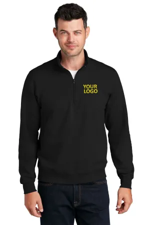 Port & Company Fan Favorite Fleece Customized Quarter Zips, Jet Black