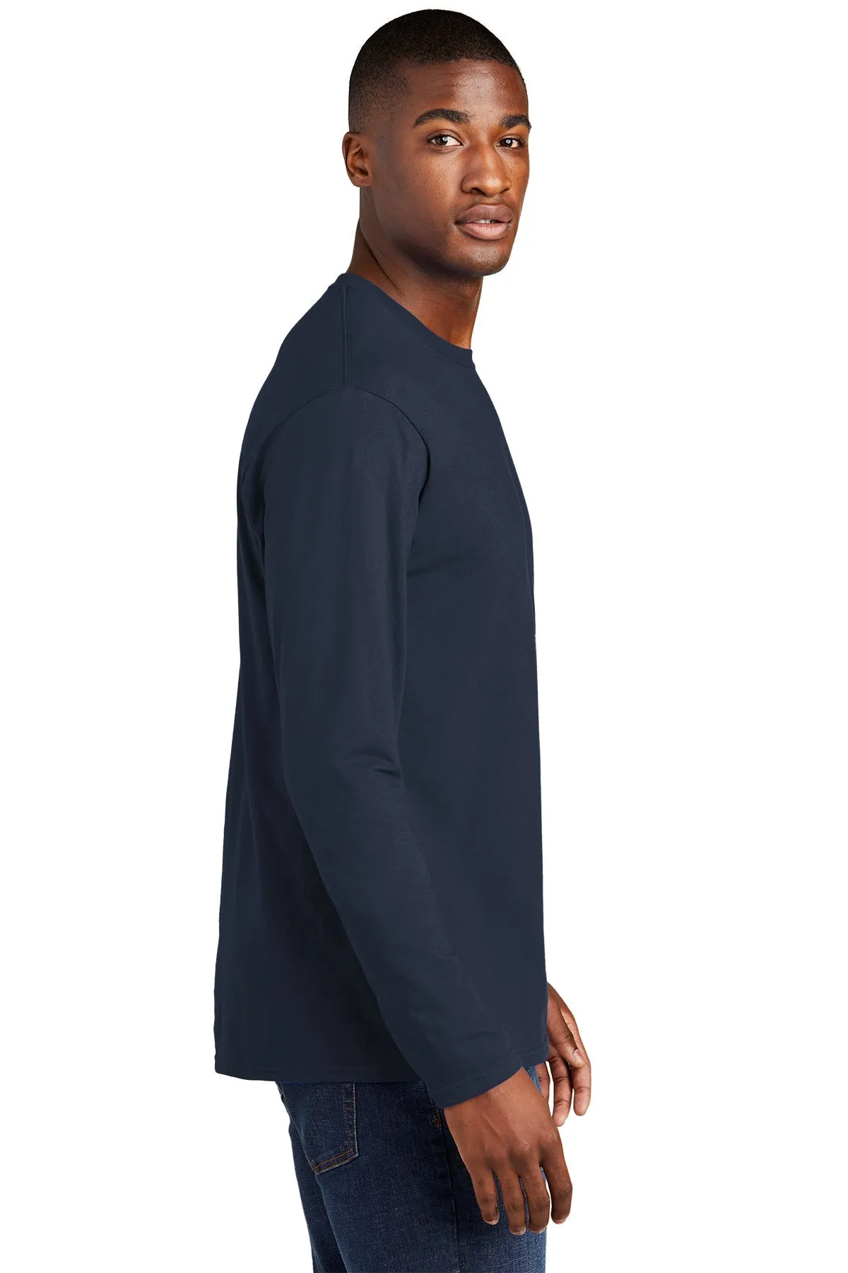 Port & Company Long Sleeve Fan Branded Favorite Tee's, Deep Navy