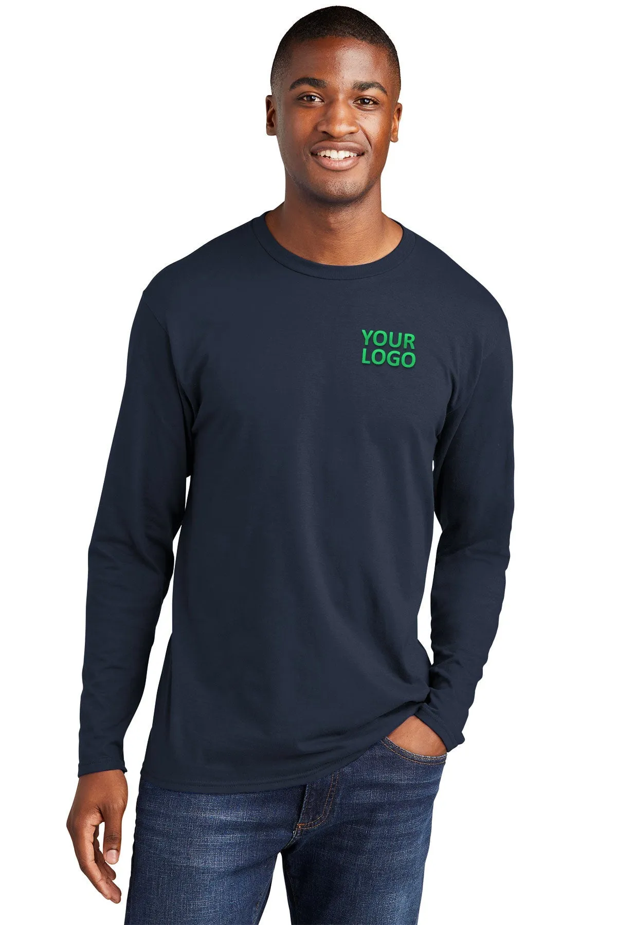 Port & Company Long Sleeve Fan Branded Favorite Tee's, Deep Navy