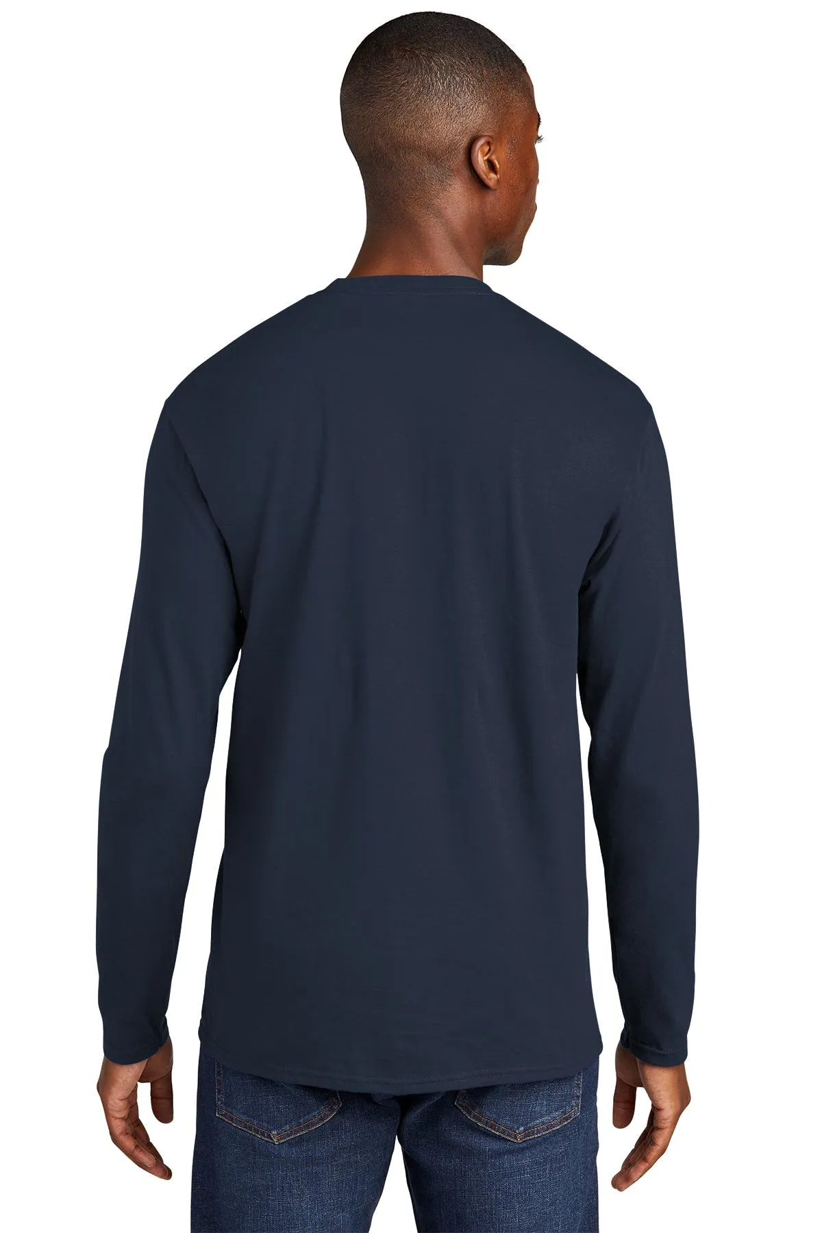 Port & Company Long Sleeve Fan Branded Favorite Tee's, Deep Navy