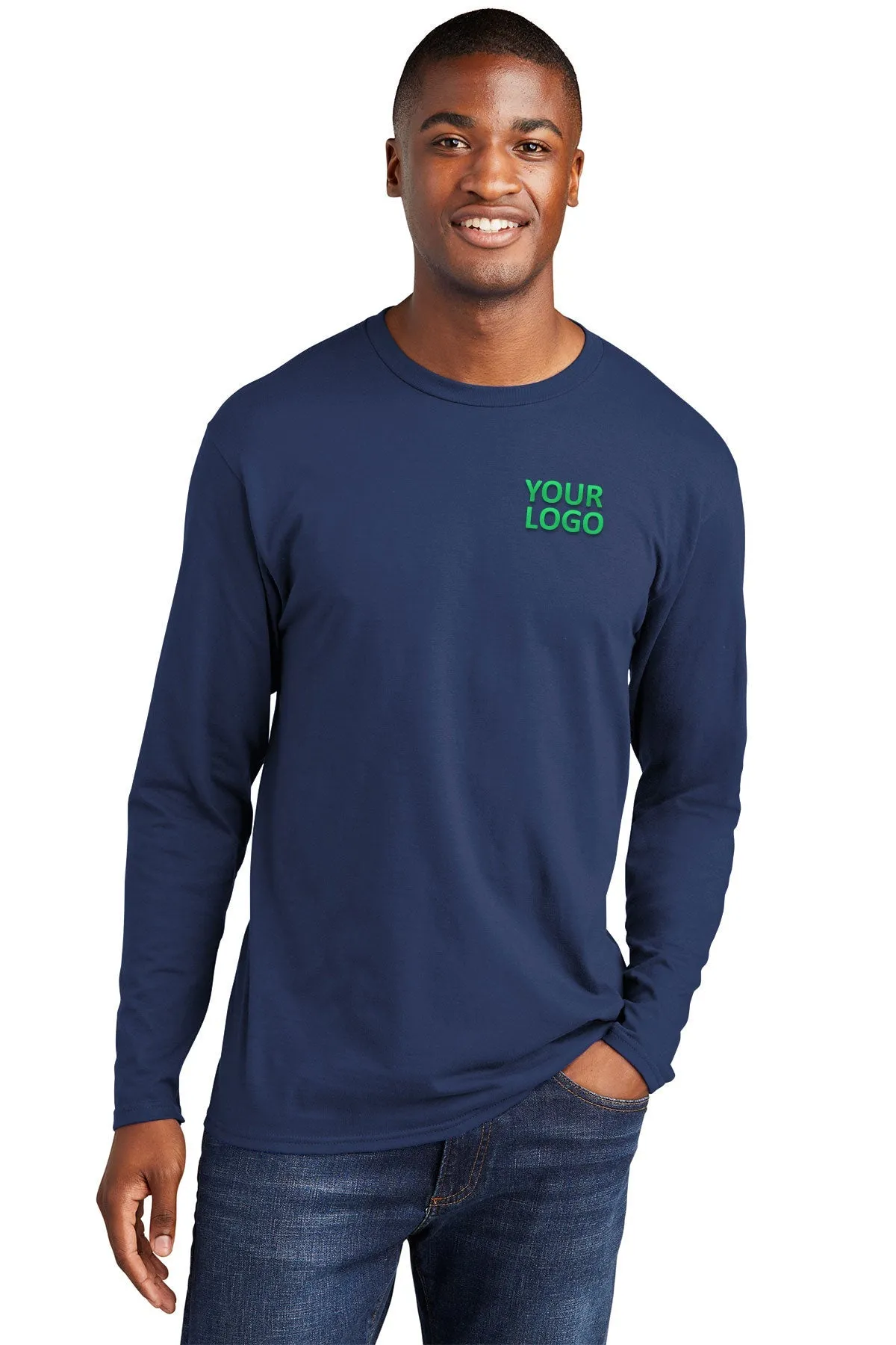 Port & Company Long Sleeve Fan Custom Favorite Tee's, Team Navy