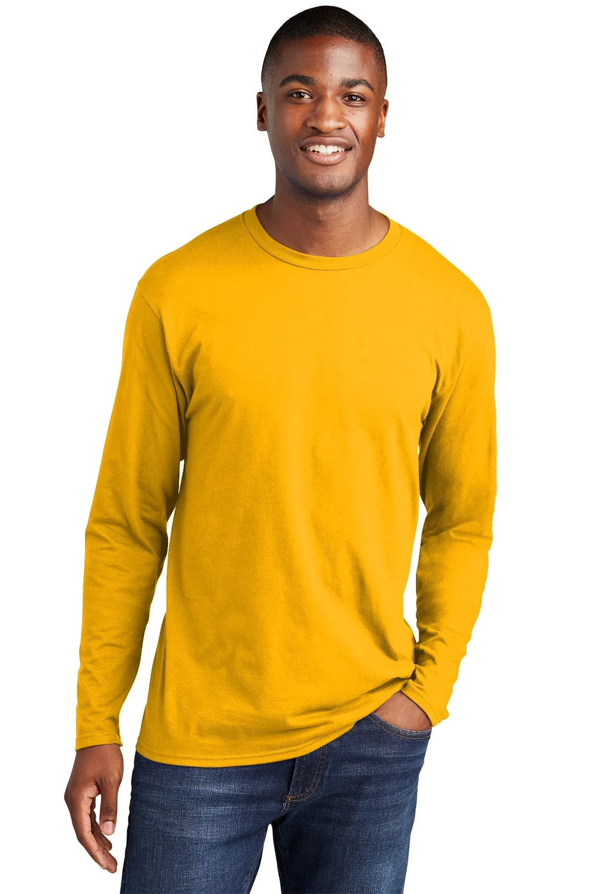 Port & Company Long Sleeve Fan Customized Favorite Tee's, Bright Gold