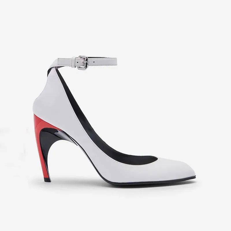 Pre Order:  Red Accent Heels White Shoes