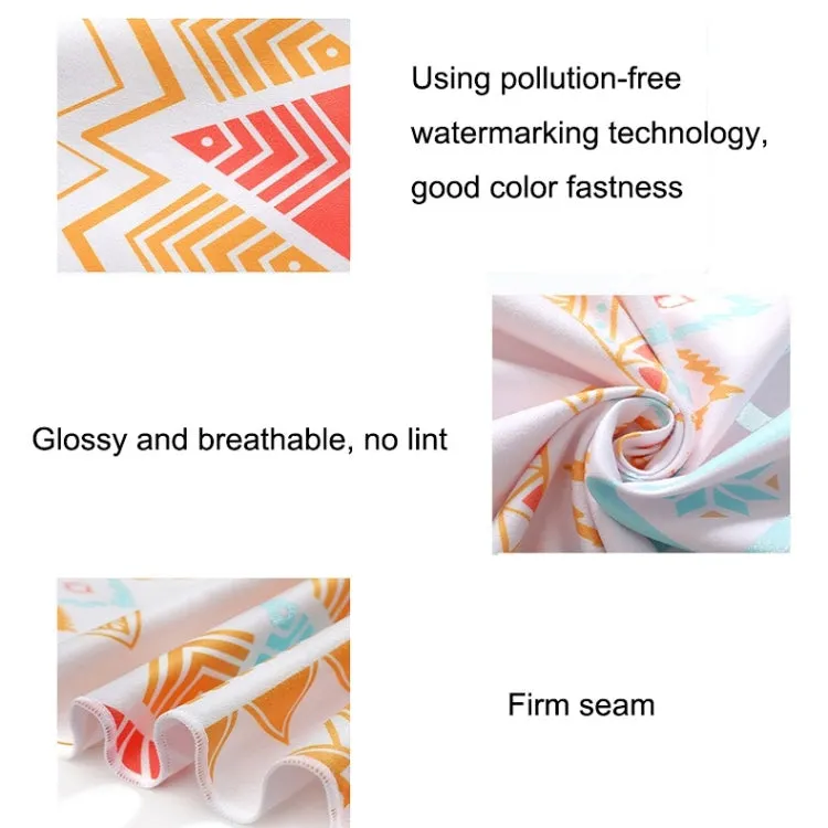 Printed Solid Color Beach Vacation Swimming Bath Towel Beach Towel, Color: Orange(Round Mesh Bag)