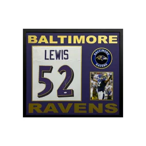 Ray Lewis Signed Baltimore Ravens Custom Space Saver Framed Football Jersey