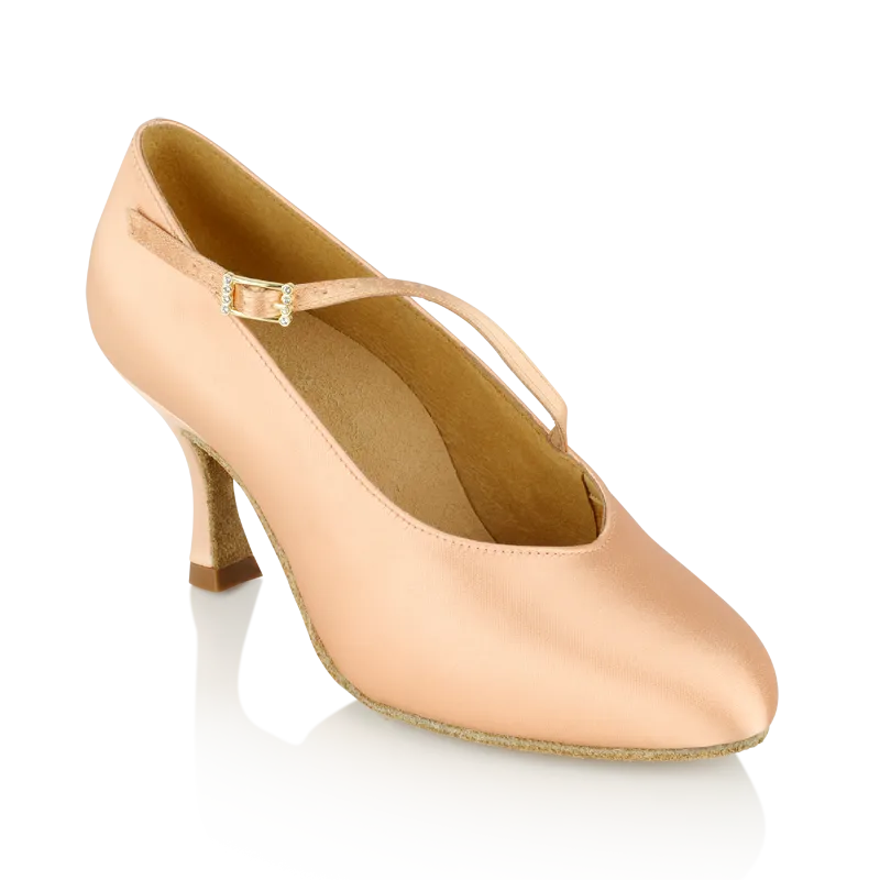 Ray Rose 116A_SALE Rockslide Light Flesh Satin Standard Ballroom Dance Shoe with Round Toe and Diagonal Strap