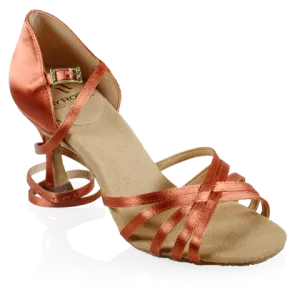 Ray Rose 836-X Hygea_SALE Xtra Dark Tan Satin Ladies Latin Dance Shoes with Extra Wide Fitting