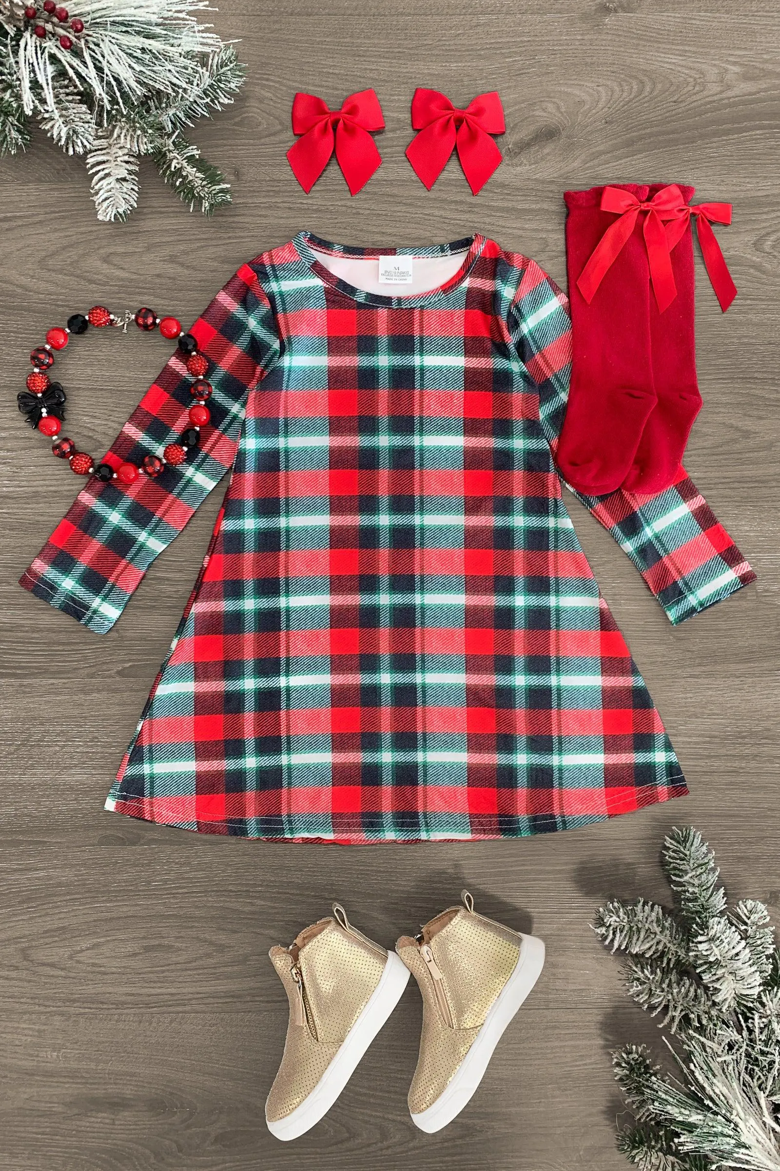 Red & Green Plaid Dress