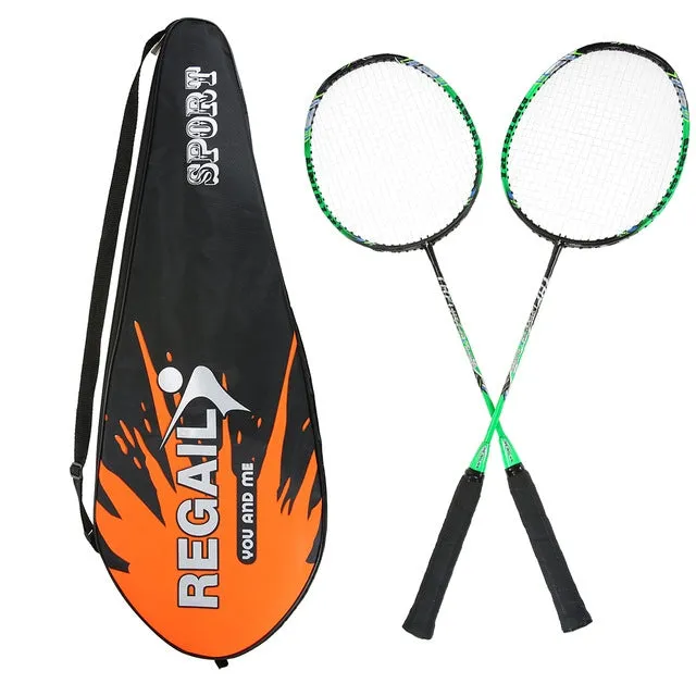 REGAIL 8019 2 in1 Carbon Durable Badminton Racket with Tote Bag(Green)