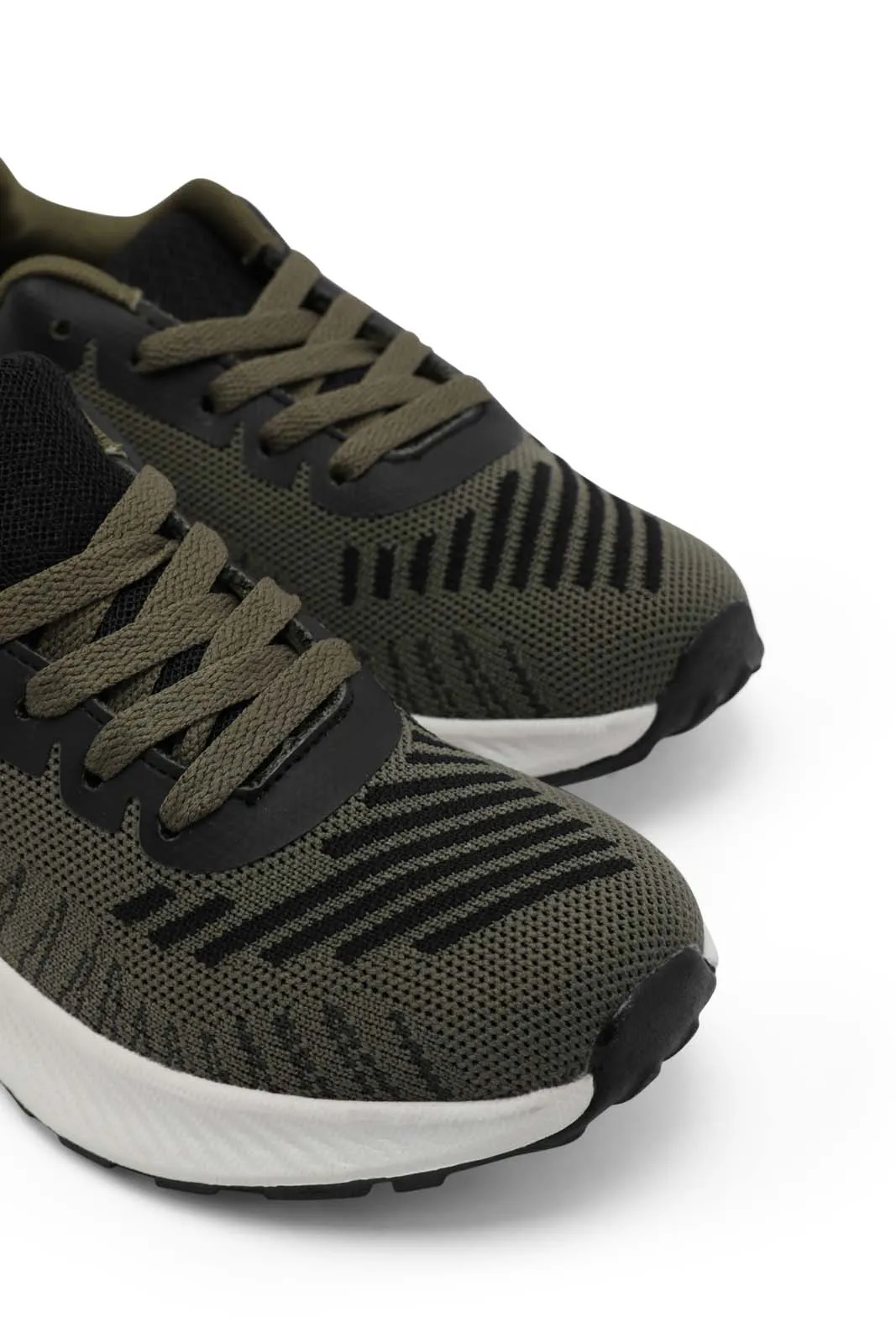 Senior Girls Olive Knitted Sneaker