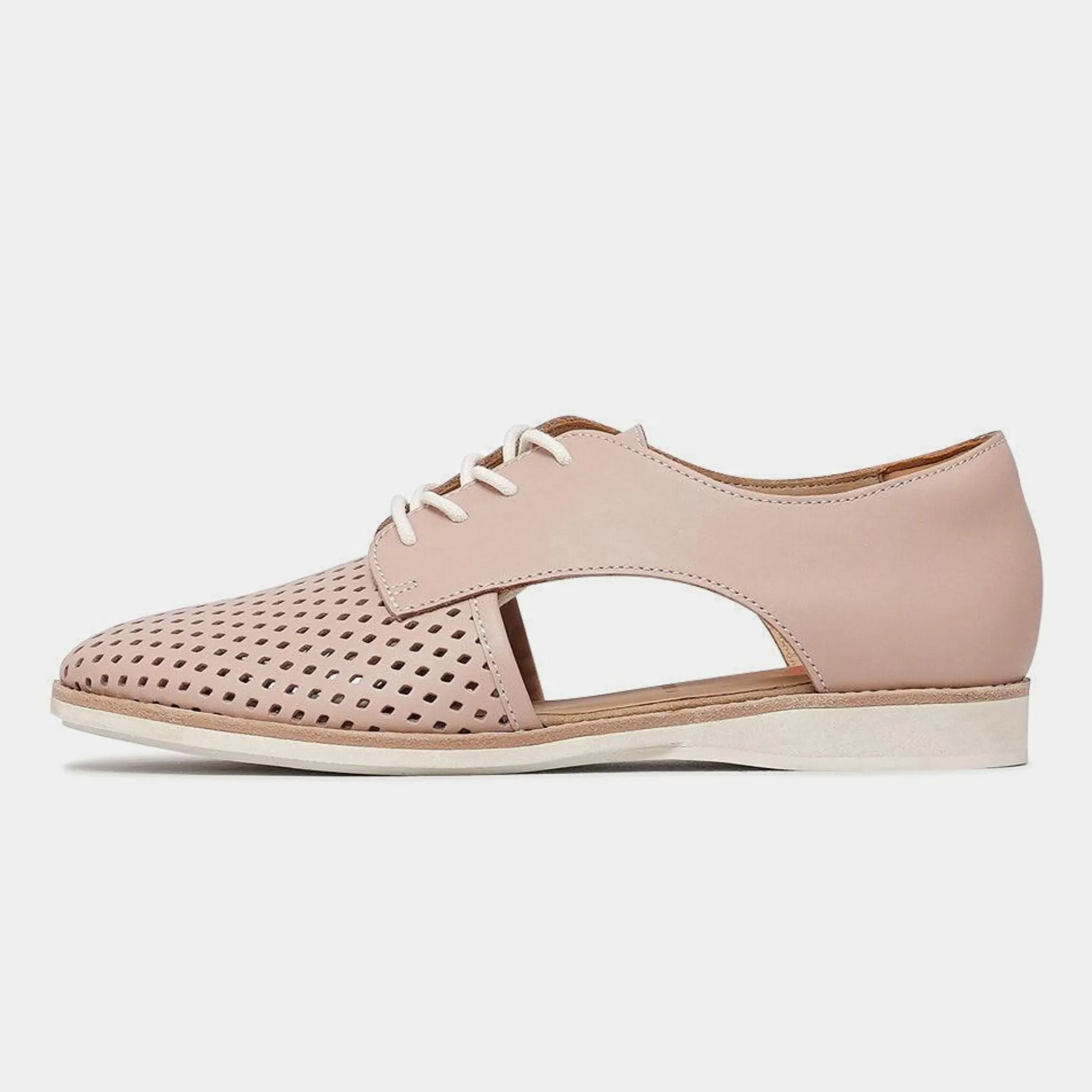 Sidecut Punch Chalk Pink Leather Lace Up Flats