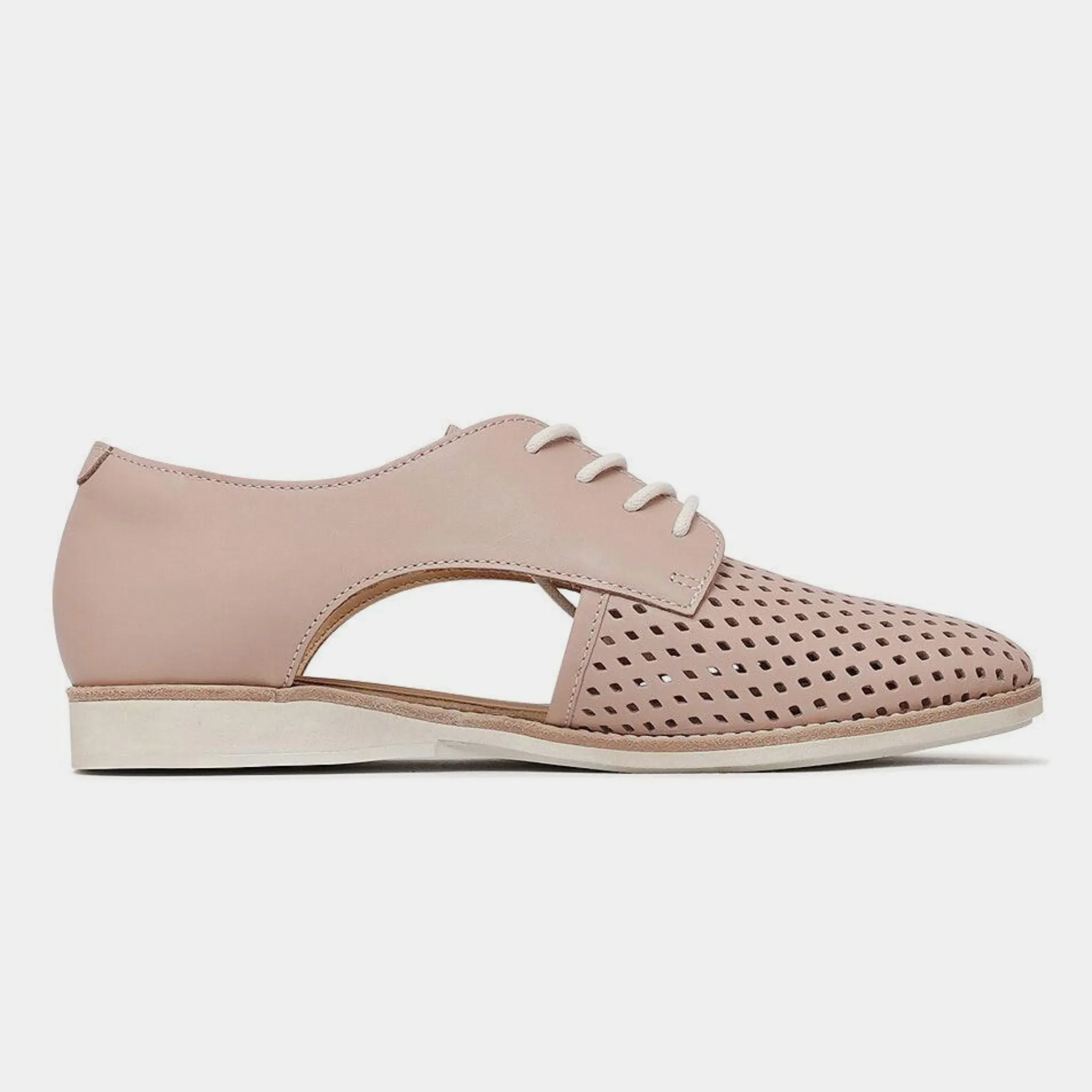 Sidecut Punch Chalk Pink Leather Lace Up Flats