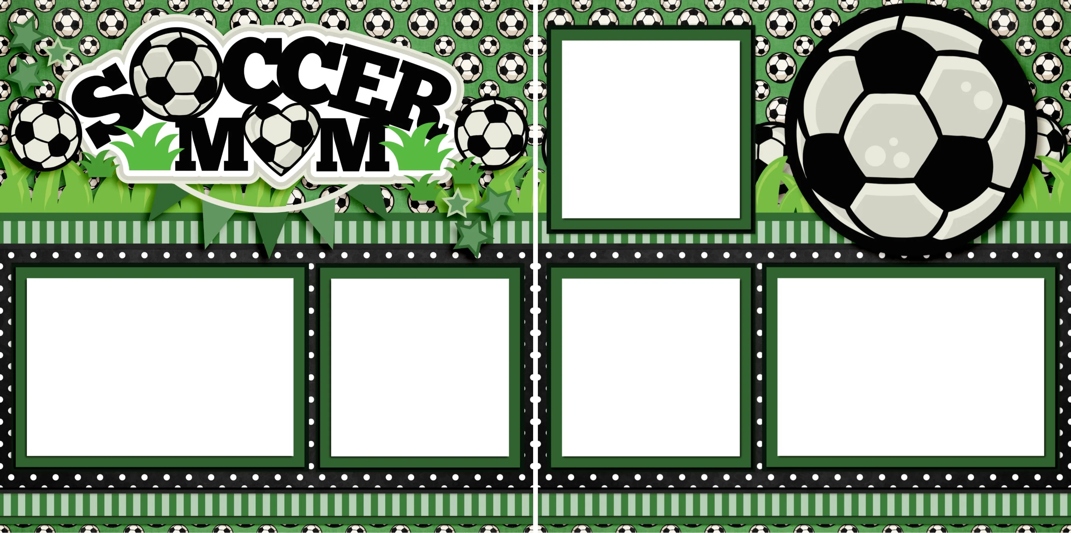 Soccer Mom Green - Digital Scrapbook Pages - INSTANT DOWNLOAD