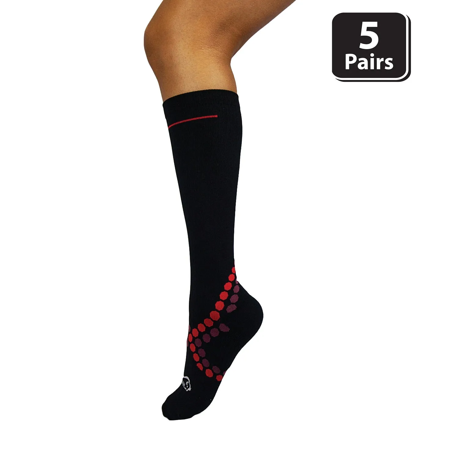 Spec X Sports Compression Socks, Anti-Fatigue, Fits Adult and Youth, (5 pairs)