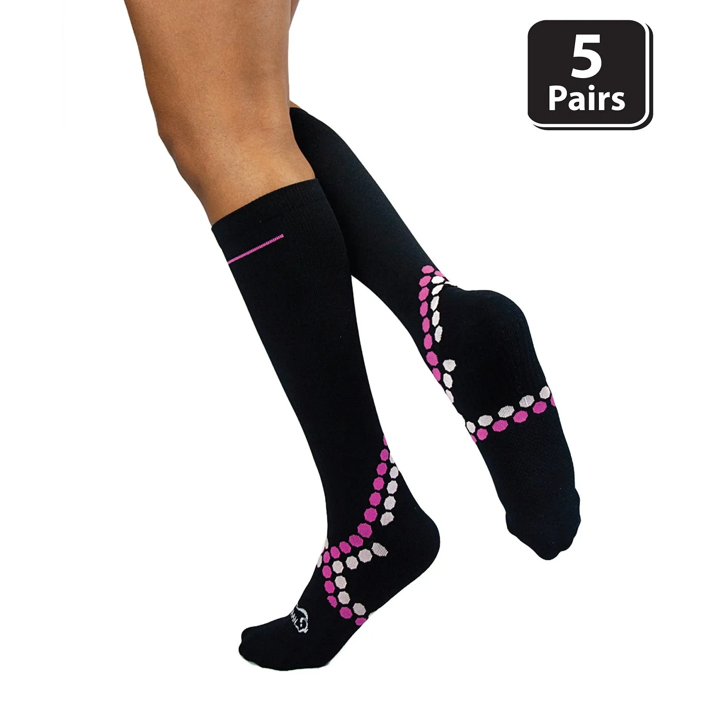 Spec X Sports Compression Socks, Anti-Fatigue, Fits Adult and Youth, (5 pairs)