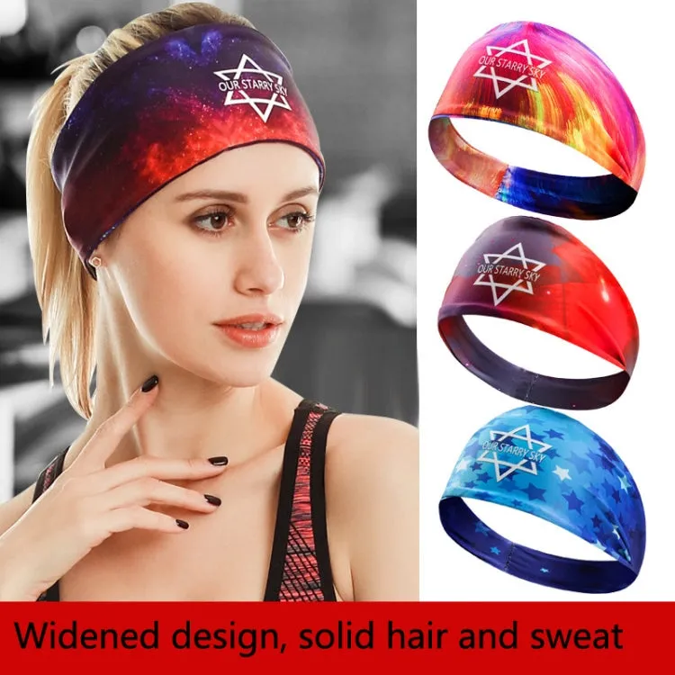 Sports Fitness Antiperspirant Headband Sweat-Absorbent Headband Sweatband(Starry Sky)