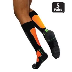 Sports Pro Compression Socks, Anti-Fatigue, Fits Adult and Youth (5 pairs)