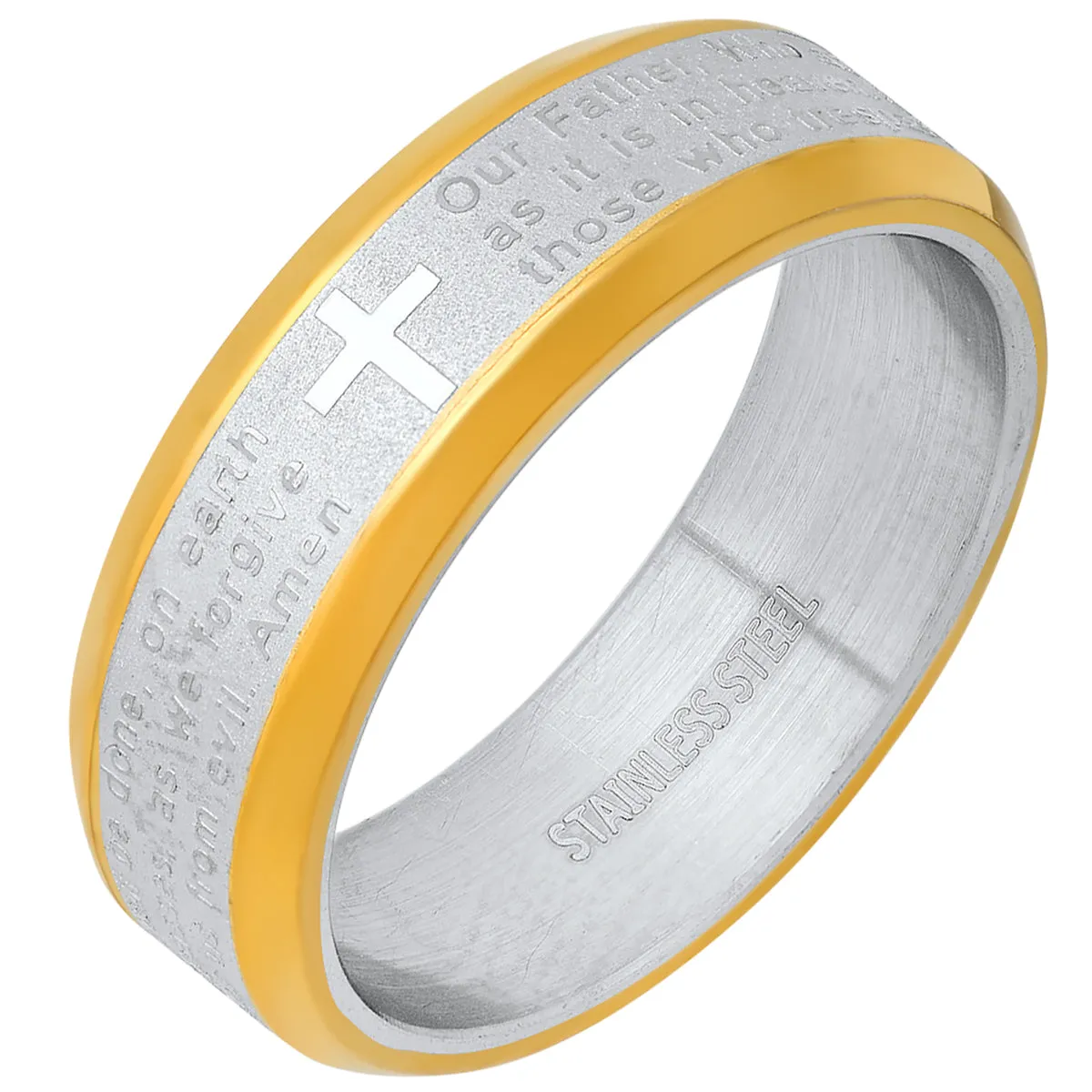 SteelTime Two Tone Lord's Prayer Ring