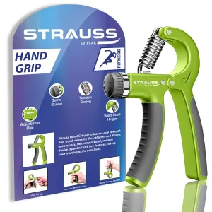 Strauss Adjustable Hand Grip| Adjustable Resistance (10KG - 40KG) | Hand Gripper for Home & Gym Workouts | Perfect for Finger & Forearm Hand Exercises & Strength Building for Men & Women (Black/Green)