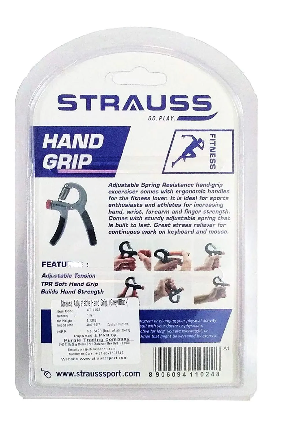 Strauss Adjustable Hand Grip| Adjustable Resistance (10KG - 40KG) | Hand Gripper for Home & Gym Workouts | Perfect for Finger & Forearm Hand Exercises & Strength Building for Men & Women (Black/Green)