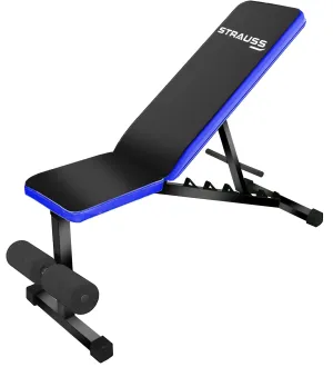 Strauss Adjustable Heavy Duty Workout Gym Bench | Home Gym Bench for Multipurpose Exercises | Incline Decline Bench with 7 Positions | Fitness Bench for Bench Press, Chest Press,(Black/Blue)