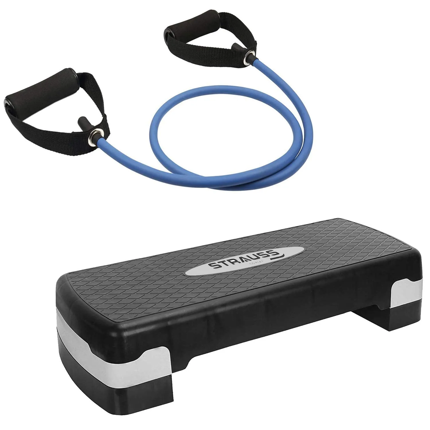 Strauss Aerobic Stepper, (Black/Grey) and Toning Tube, (Blue)