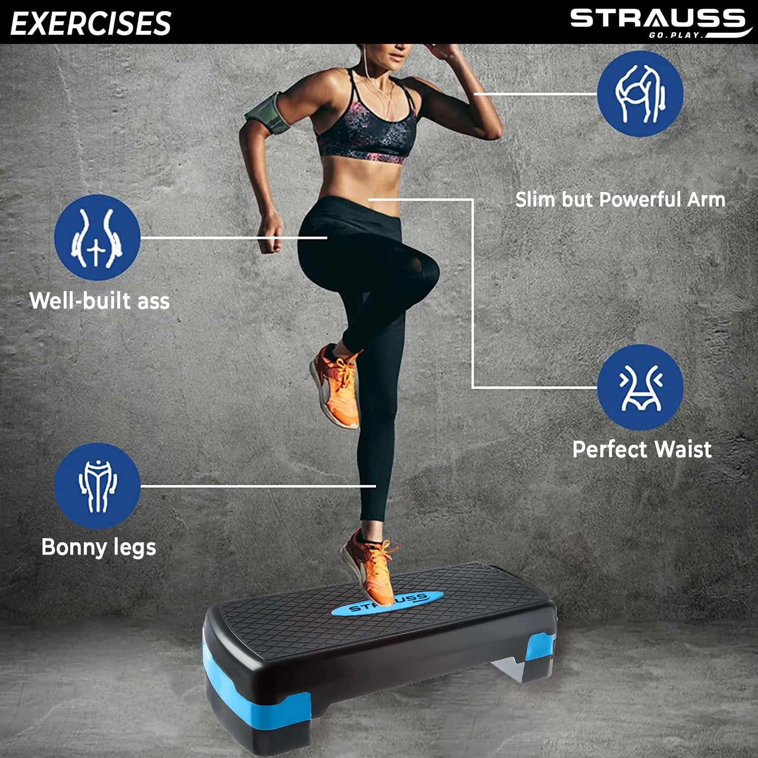 Strauss Aerobic Stepper with Spider Shaker (Wite)