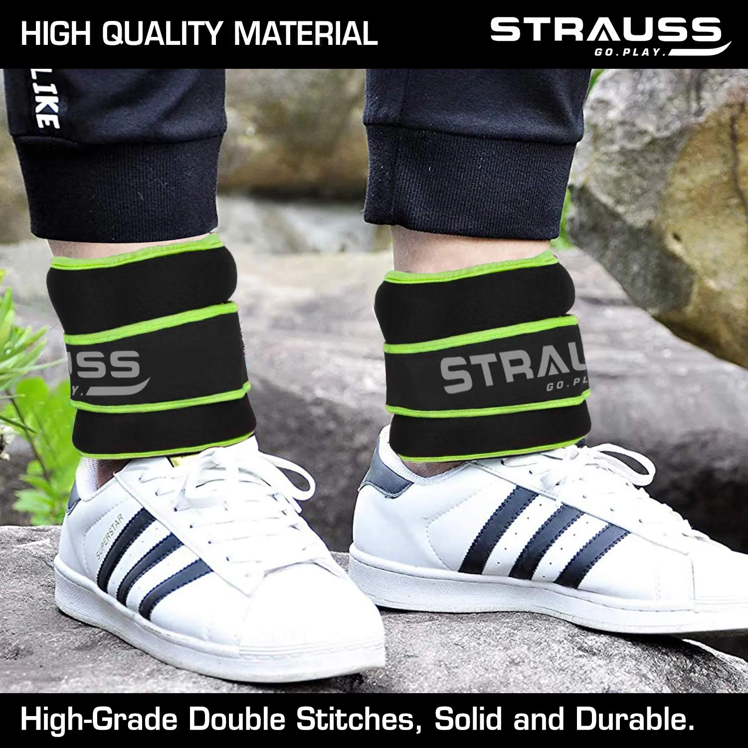 Strauss Ankle Weight- 2 Kg- Green Pair (Round Belt)