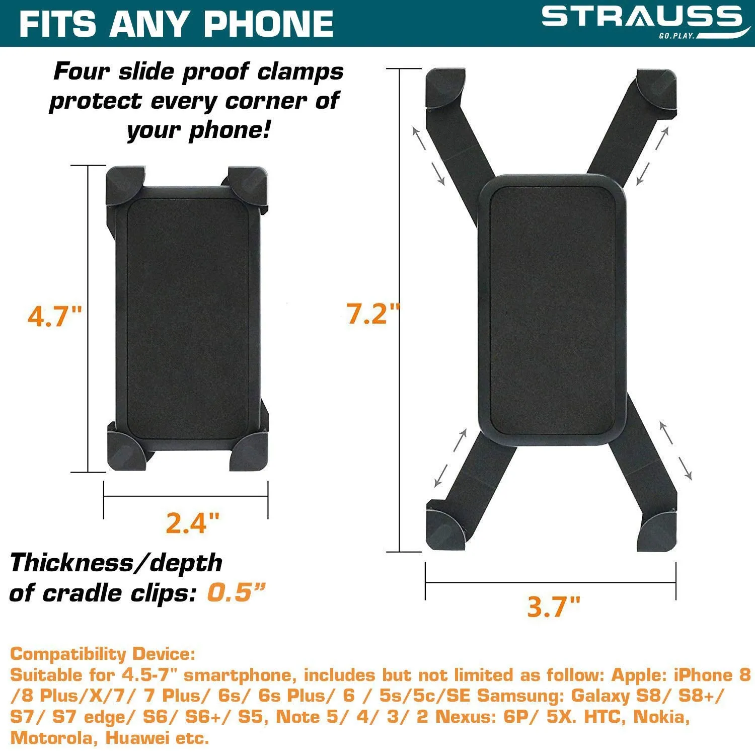 STRAUSS Bicycle Bottle Holder and ST-1346 Mobile Holder (Black)