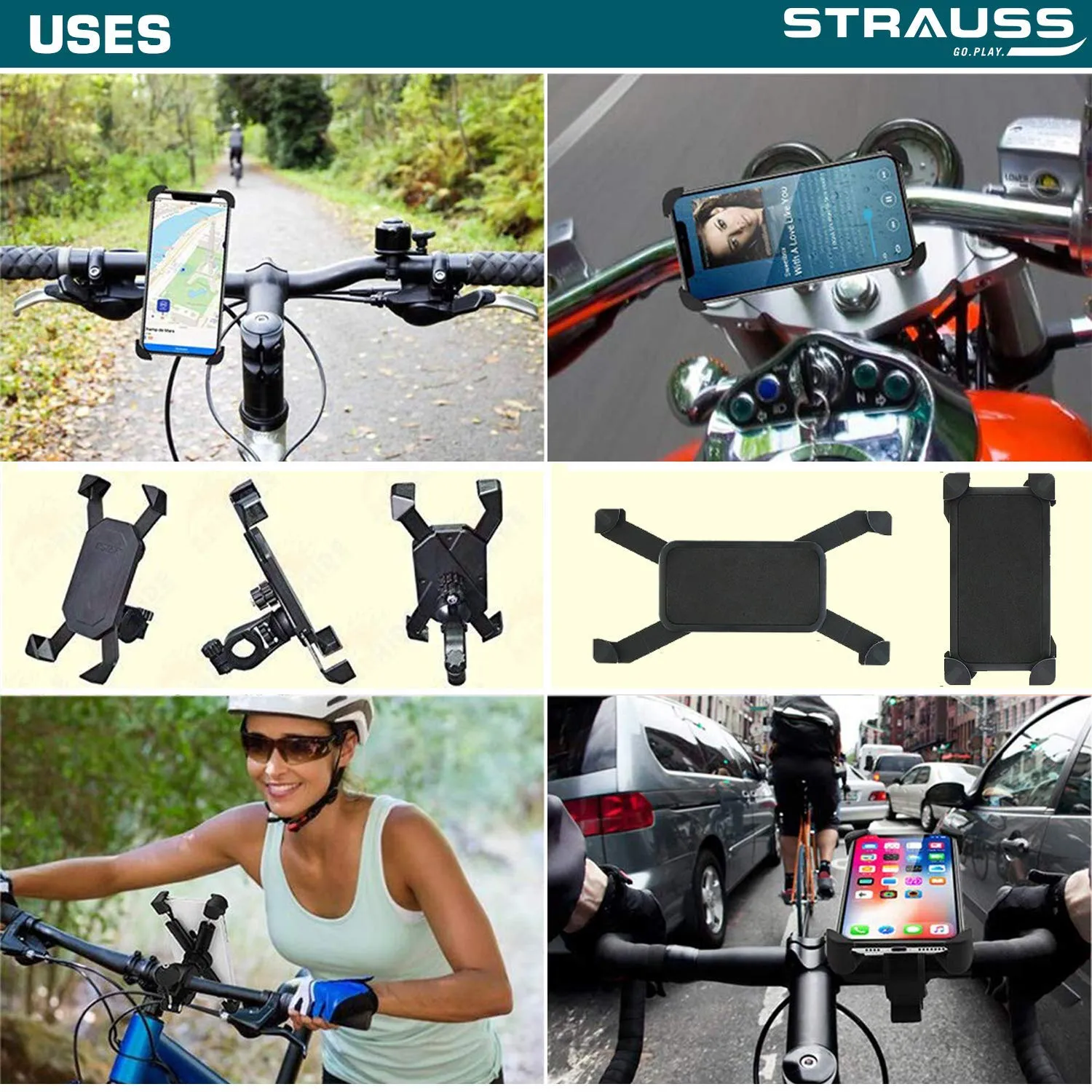 STRAUSS Bicycle Bottle Holder and ST-1346 Mobile Holder (Black)