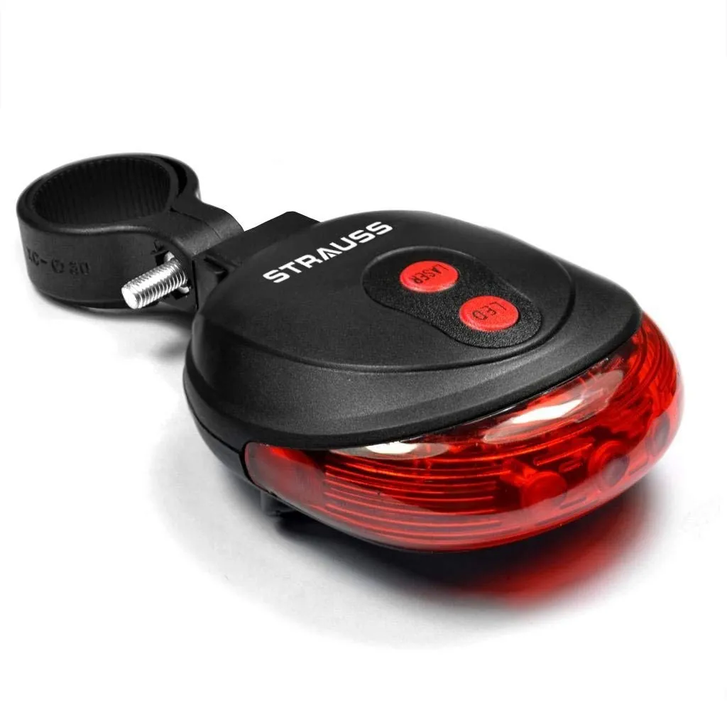 Strauss Bicycle Bottle Holder (Black) and Bicycle Flash Tail Light with Laser (Black)