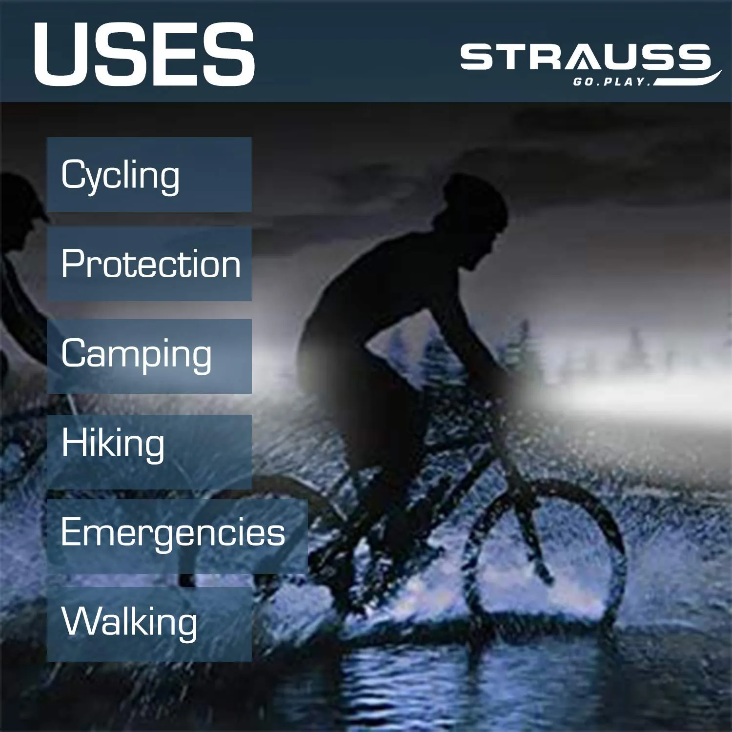 Strauss Bicycle Flash Tail Light with Laser, (Black) and Bicycle Zoom LED Torch with Mount Holder