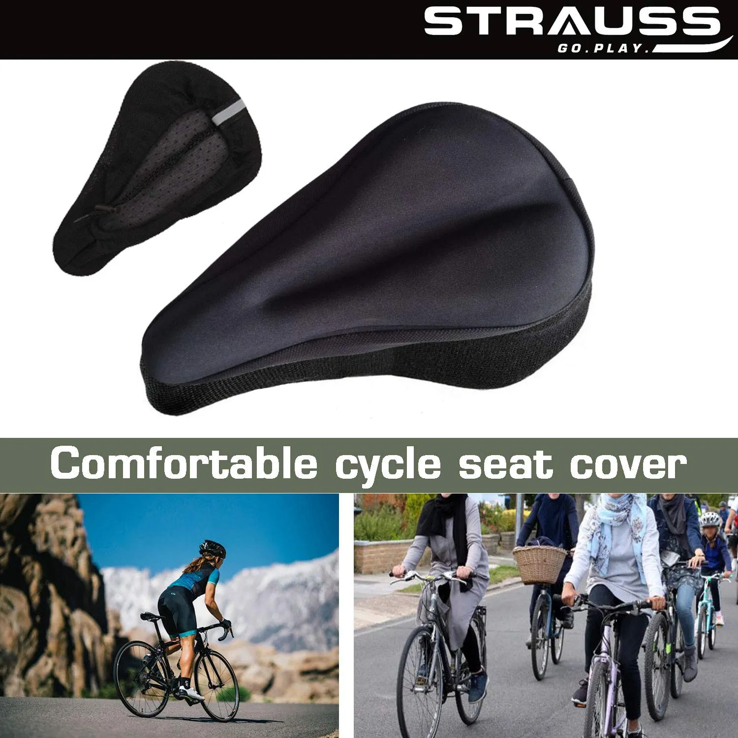 Strauss Bicycle Saddle Seat Cover, (Black), Sporty Cycling/Gym Gloves, Large, (Black/Red)