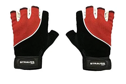 Strauss Bicycle Saddle Seat Cover, (Black), Sporty Cycling/Gym Gloves, Large, (Black/Red)