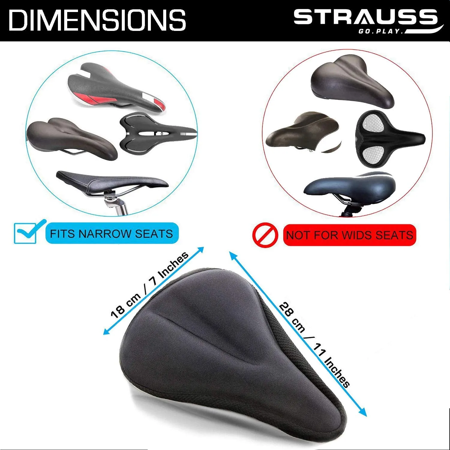 Strauss Bicycle Wireless Security Alarm Lock and Gel Seat Cover (Black)