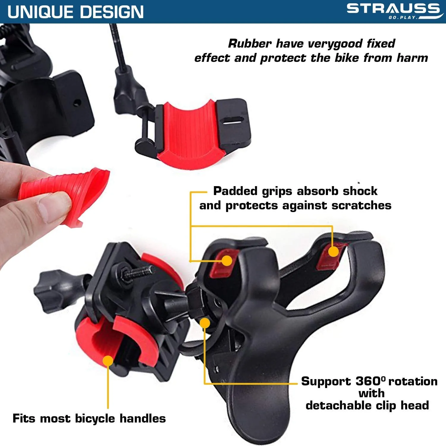 Strauss Cycle Mobile Phone Holder with Mount Bracket, (Black) and Bicycle Bottle Holder (Black)